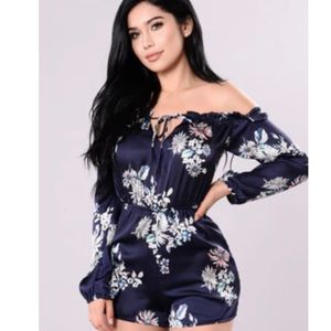 Navy floral romper